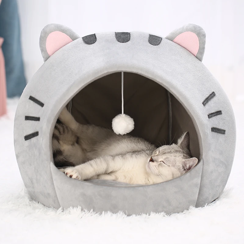 

Super Cat Bed Warm Pet House Kitten Cave Cushion Cat House Warm Sleeping Dog Basket Tent Small Dog Mat Supplies Bed for Cats