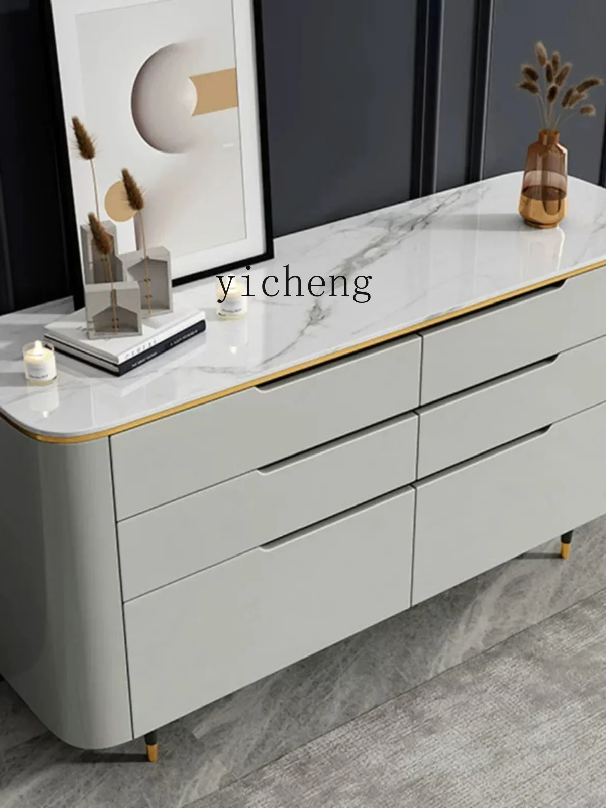 ZC Paint Surface Entrance Foyer Entrance Cabinet Stone Plate Sideboard Cabinet Simple Home Living Room Curio Cabinet