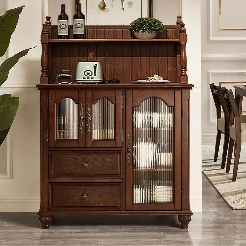 All solid wood American solid wood dining side cabinet imported ash wood wine side cabinet household privacy glass decorative lo