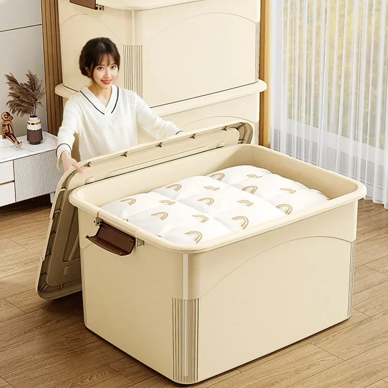 New model Large capacity storage box, clothes sorting box, plastic with wheels, sundries, toys, books, storage box Durable