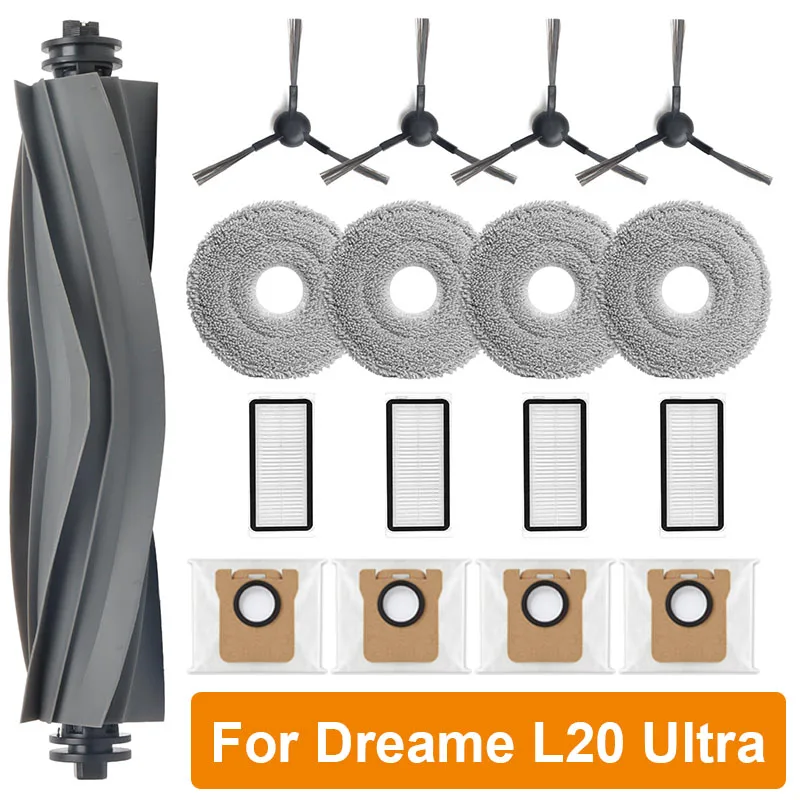 Fit for Dreame Bot L20 Ultra Supplies RLX41CE / L30 Ultra Replacement Parts Main Roller Side Brush Mop Hepa Filter Dust Bags