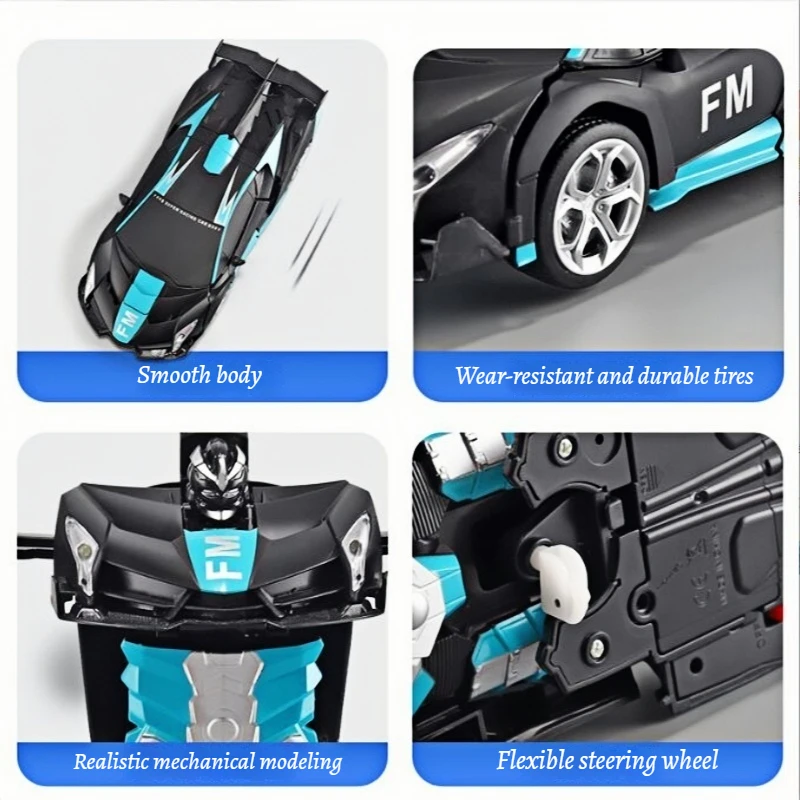 Robots de transformación de coche eléctrico Rc, coche de deformación de una tecla, Control remoto al aire libre, modelo de coche deportivo, regalos de vacaciones