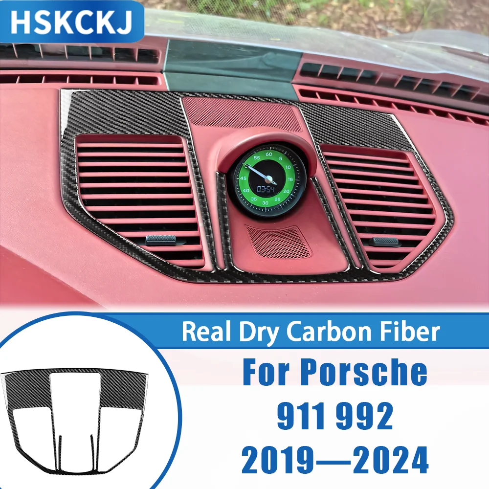 

Carbon Fiber Dashboard Central Air Vent Frame Interior Cover Trim Modified Sticker Car Accessories For Porsche 911 992 2019—2024