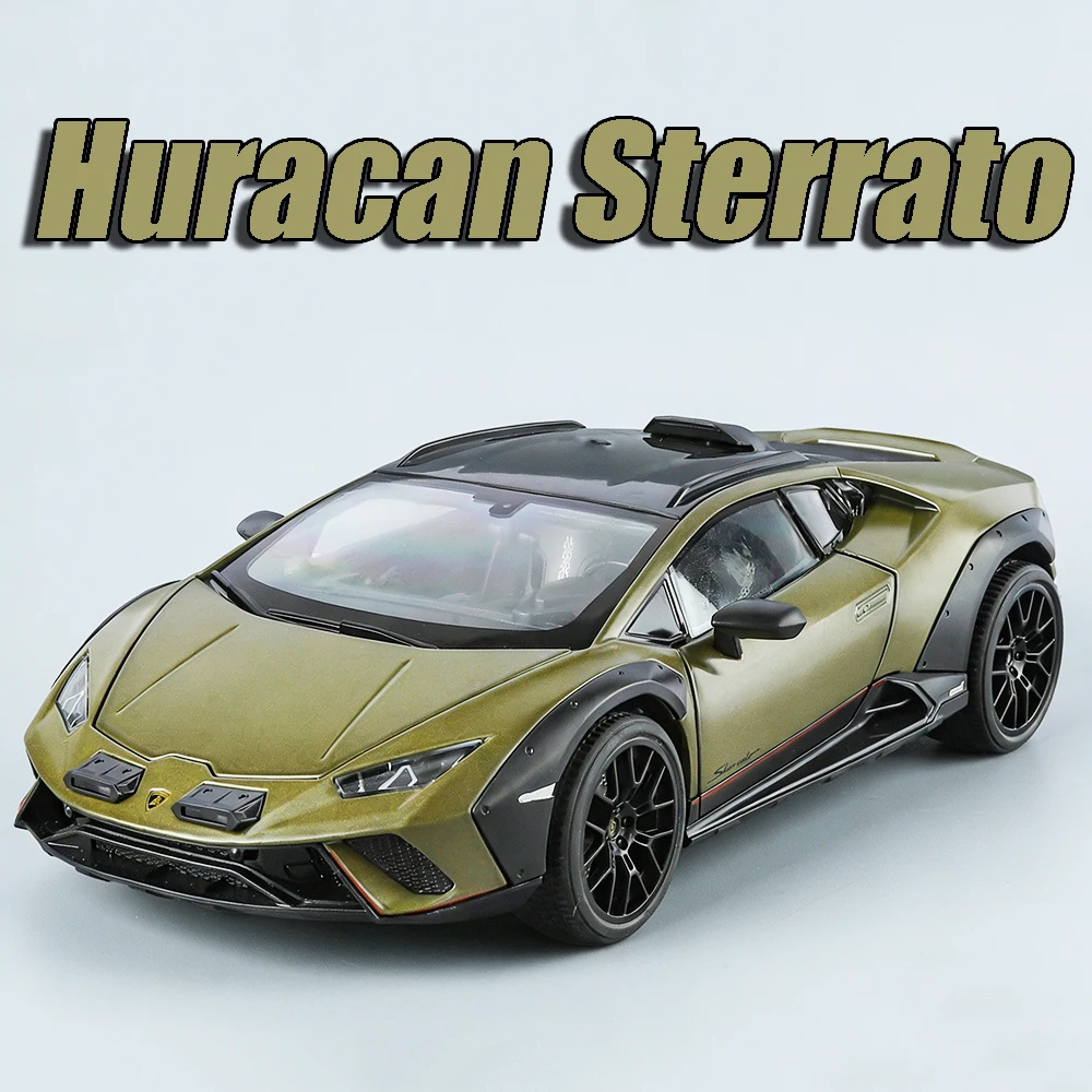 1:18 Scale Model Huracan Sterrato V12 Supercar Toys Alloy Diecast Sound Light Shock Absorption Doors Opened Ornament Sports Cars