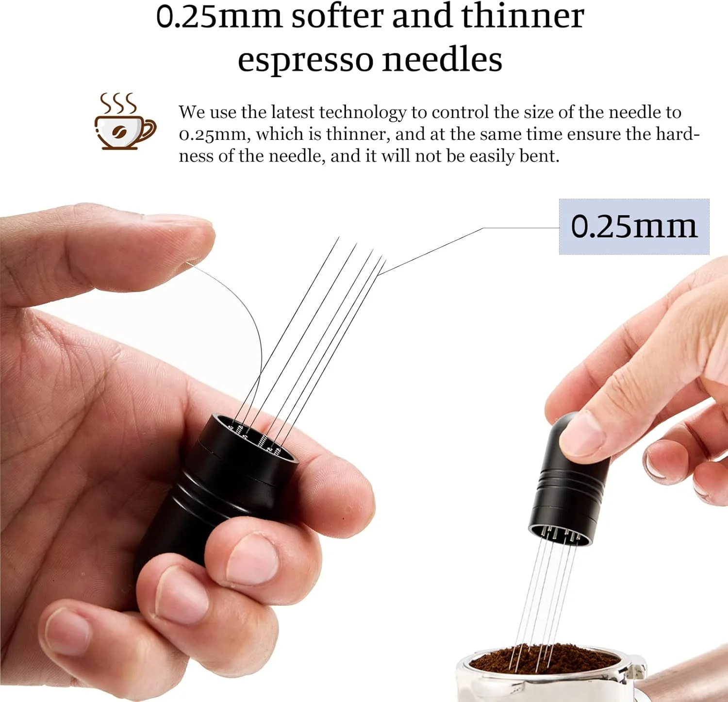 IKAPE WDT Tools, Espresso Stirrer Distribution Tool for Barista, 0.25MM 6 Needles Espresso Coffee Stirrer with Stand