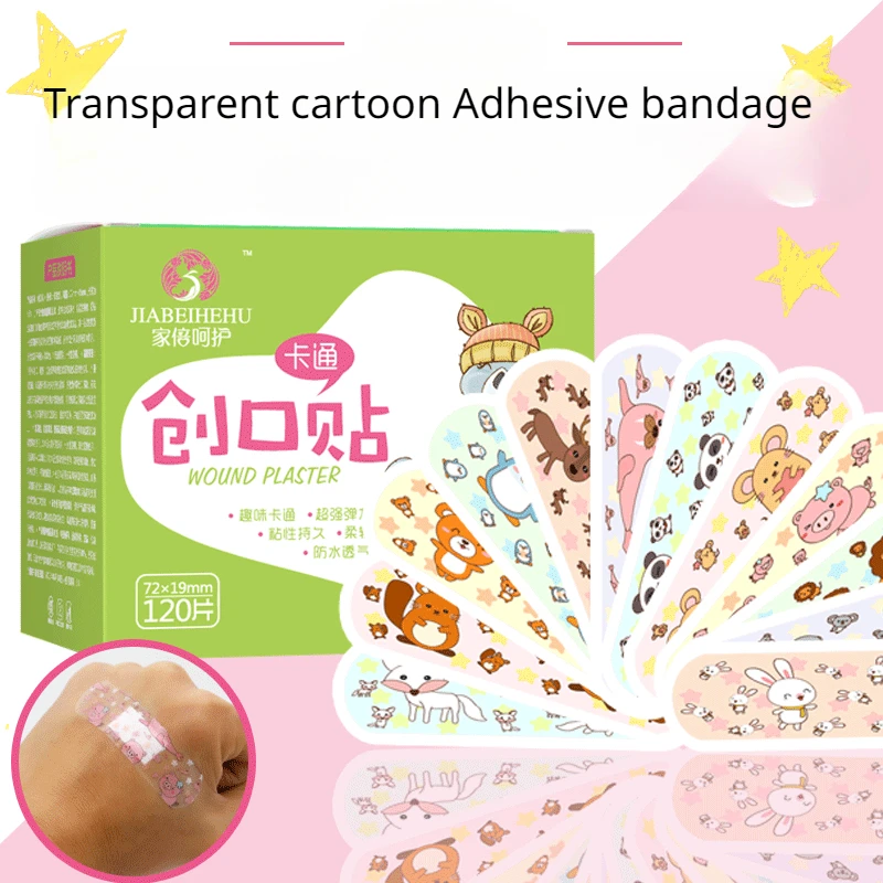 120pcs/set Cartoon Animal Band Aid Kawaii Wound Dressing Plaster for Children Adhesive Bandages Strips First Aid Emergency Patch