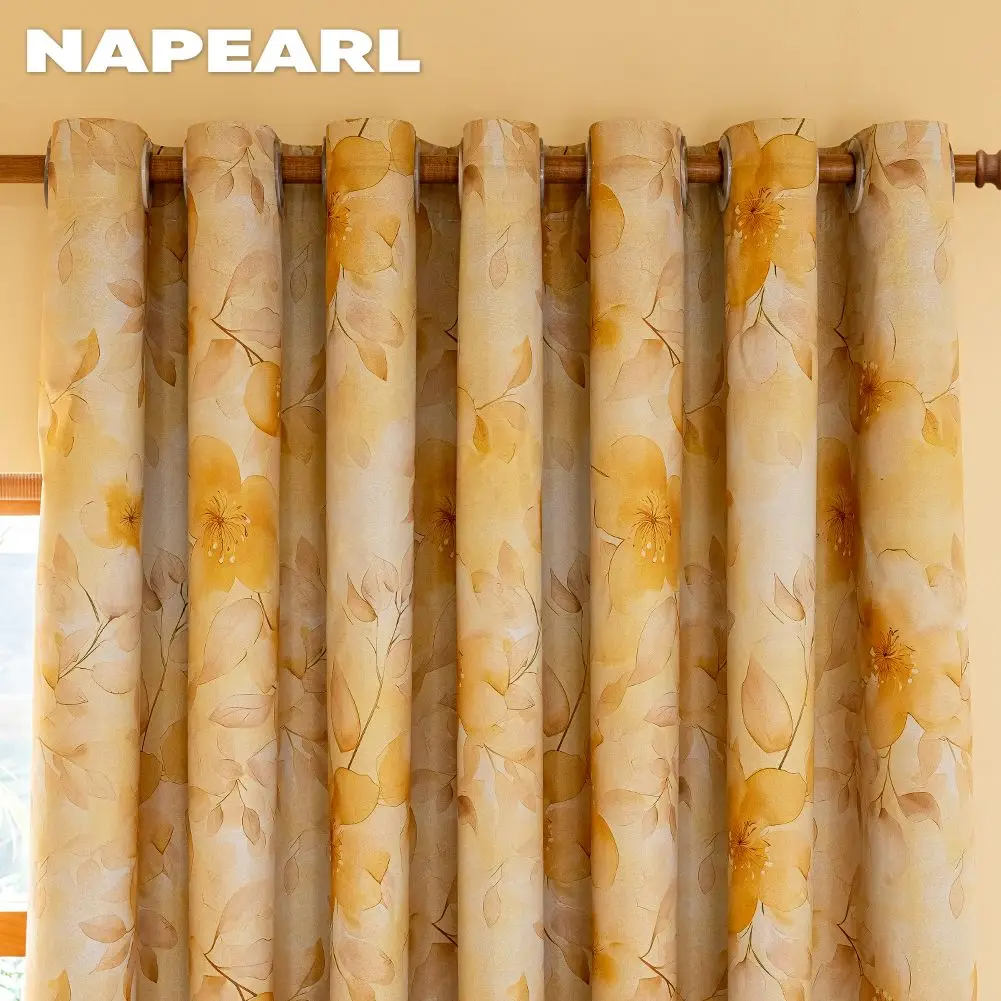 

NAPEARL 1PC 100% Blackout Curtains for Living Room Printed Lounge Curtains Shading Layer Fabric Home Decor