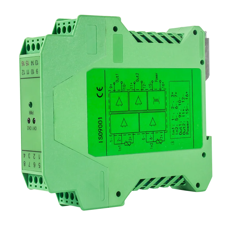 Convertisseur de signal de température, 2 entrées, 2 sorties, transmetteur de signal, répéteur DIN PT100, 0-100 ℃, 0-200 ℃ à 4-20mA, 0-10V, 0-5V