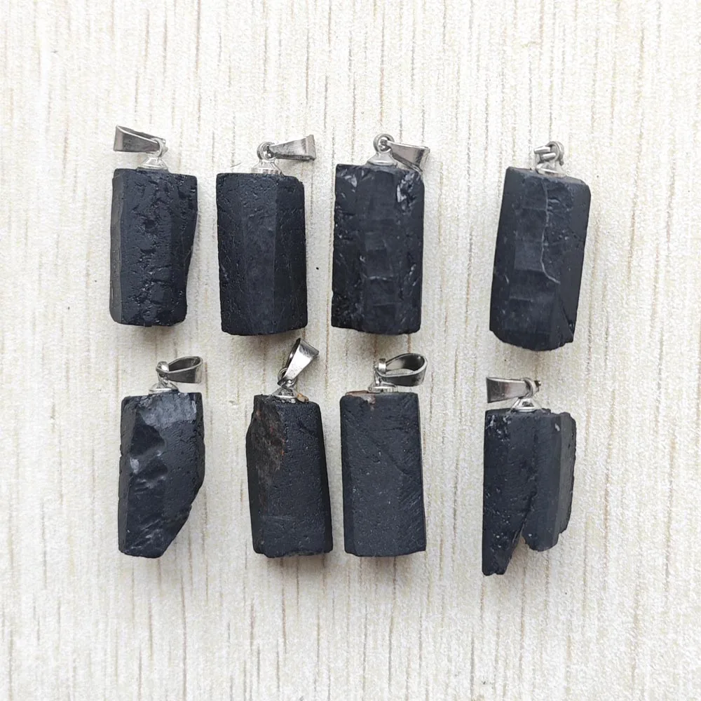 Natural Black tourmaline Healing Reiki irregular pillar pendants findings diy jewelry making 20pcs wholesale fast shipping