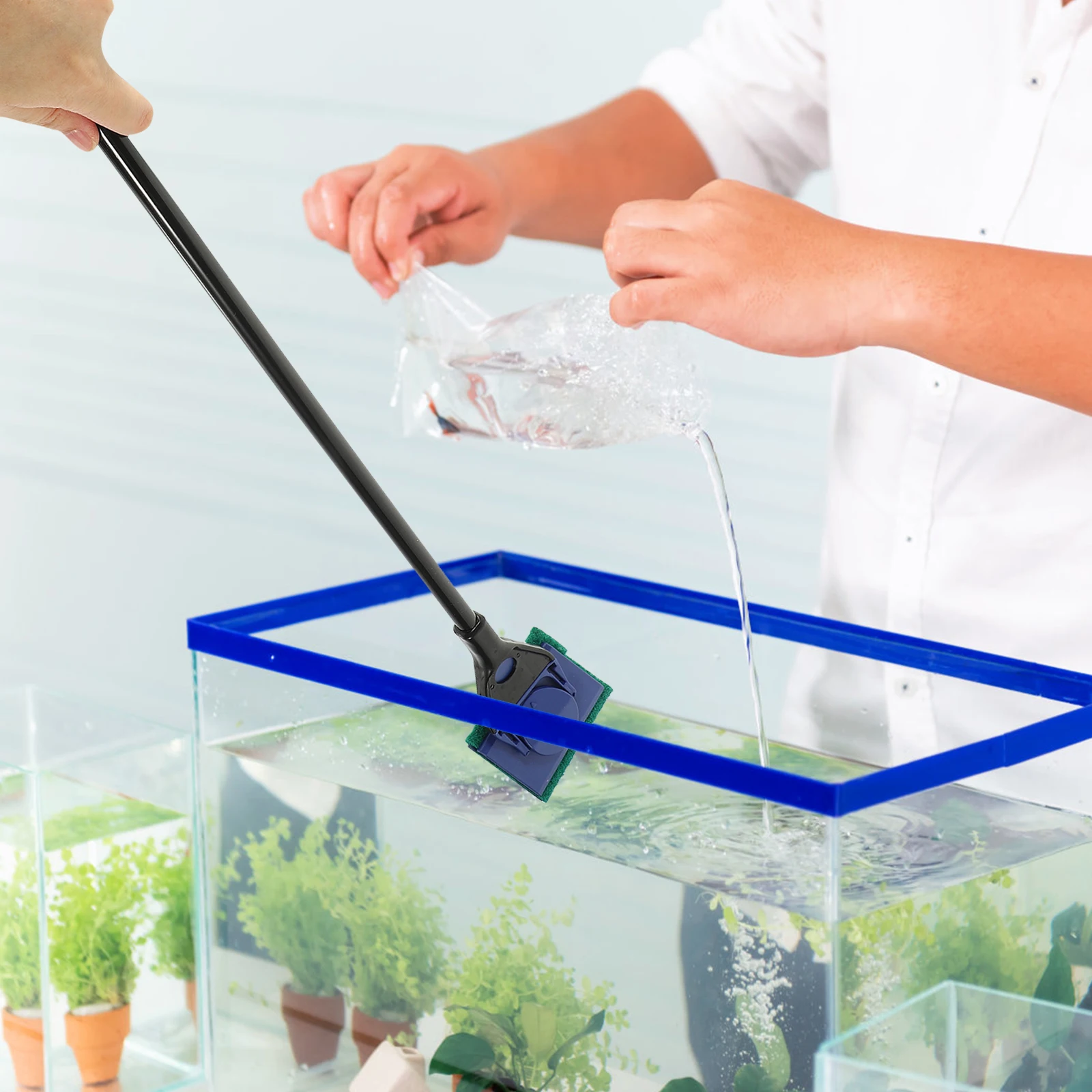 

Glass Cylinder Fish Tank Cleaning Kit Bowl Vacuum Gravel Cleaner Accessories Aquarium