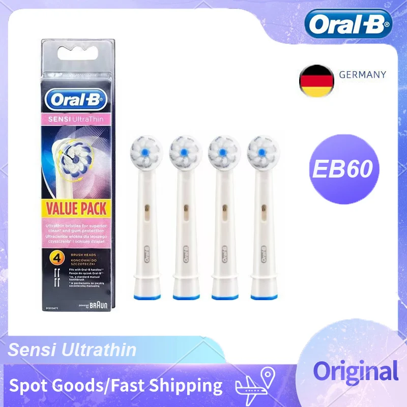 Oral B EB60 Sensi Ultradünne elektrische Zahnbürstenköpfe, weiche, superfeine Borsten, sanfte Reinigung, empfindliches Zahnfleisch, schützt das Zahnfleischbluten