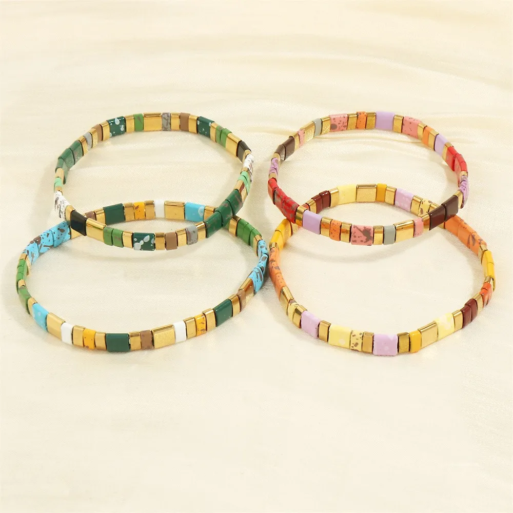 Fashion Colorful Tila Beads Bracelet Beads Geometric Type Elastic Bracelet Stackable Bracelet Jewelry - view 4