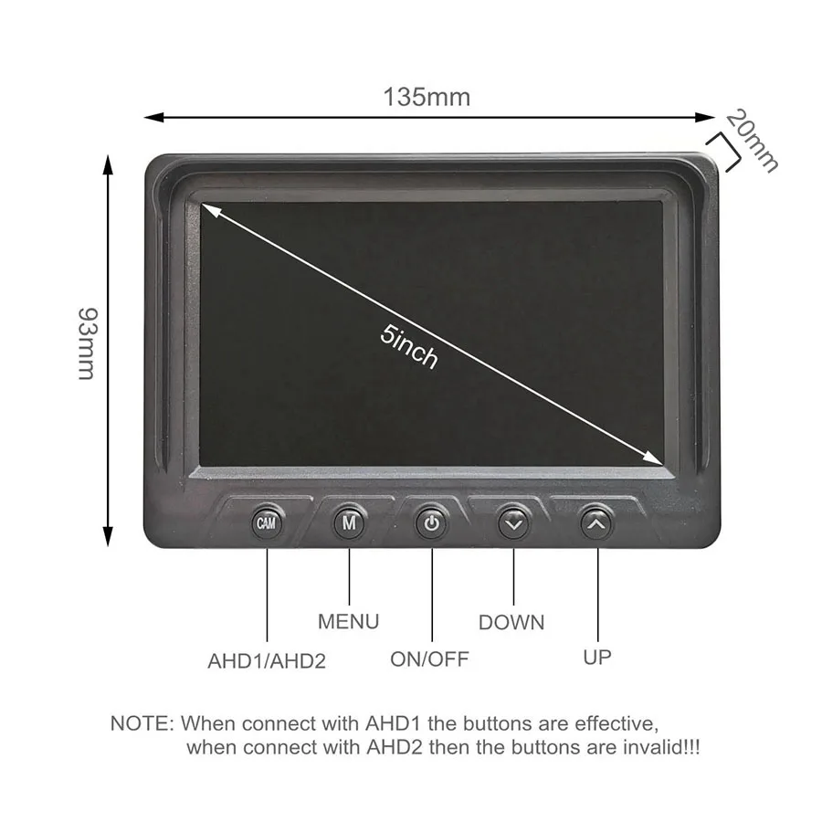 DIYKIT 1024x600 5Inch AHD IPS Car Rear View Monitor Digital Screen Display Support VCD DVD GPS Car Camera