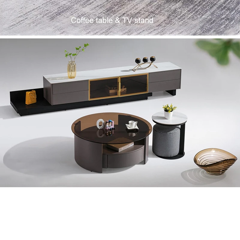 الشمال لوحة الصخور طاولات القهوة الحديثة الحد الأدنى غرفة المعيشة خشب متين مجموعة طاولة القهوة مصمم تخزين أثاث المنزل FYCT #4