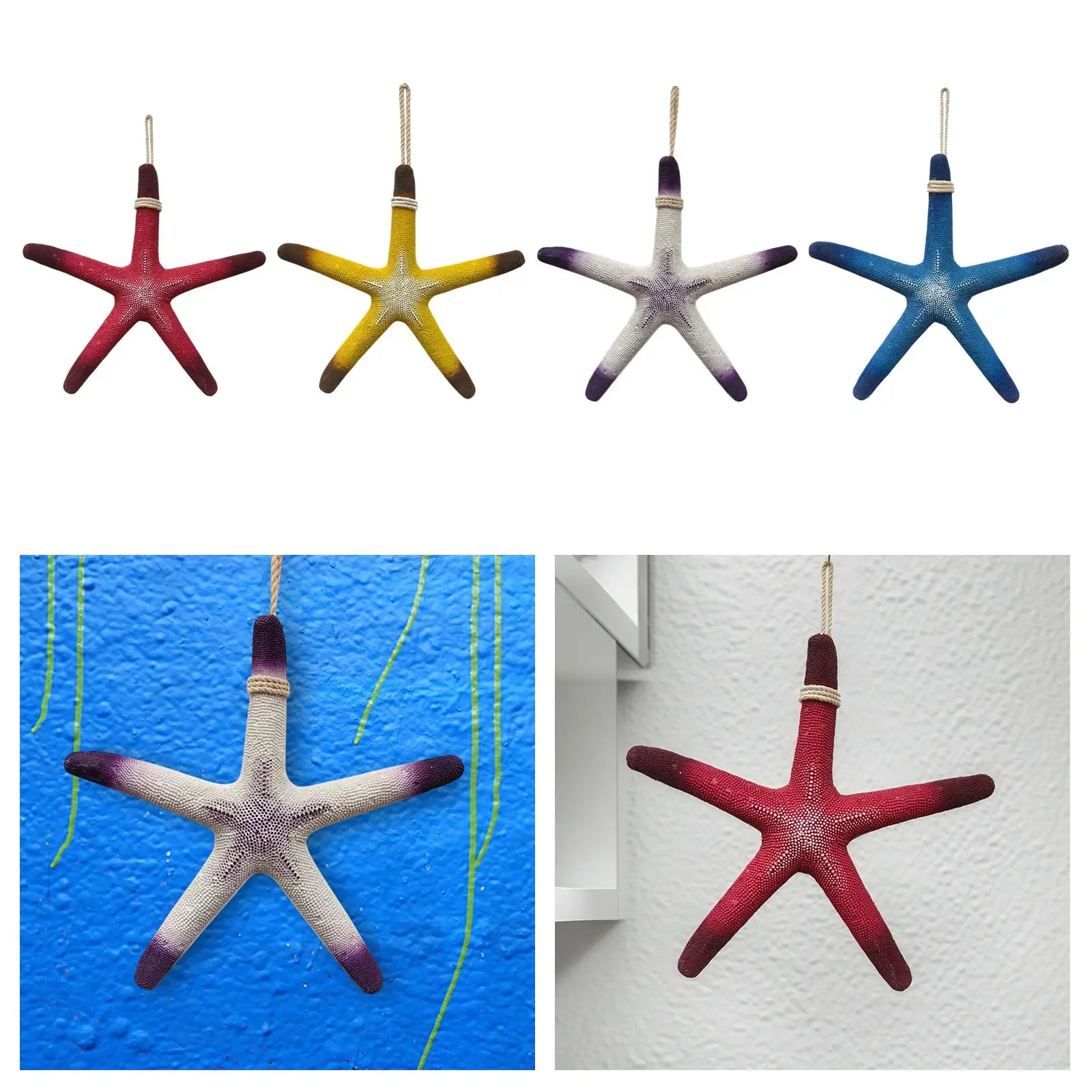 Resin Starfish Ornament Hanging Five-pointed Star Large Beach Decor Hanging Decor for Beach Christmas Aquarium Bathroom Bedroom