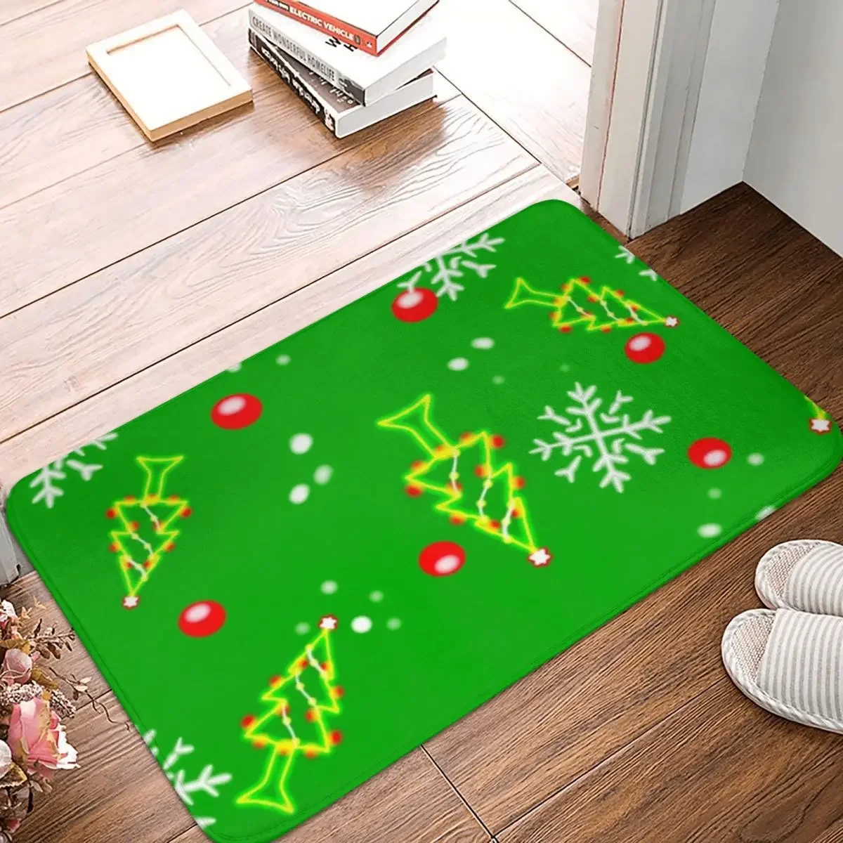 

Christmas Green Theme Doormat Rug carpet Mat Footpad Polyester Anti-slip Antiwear Entrance Kitchen Bedroom balcony toilet