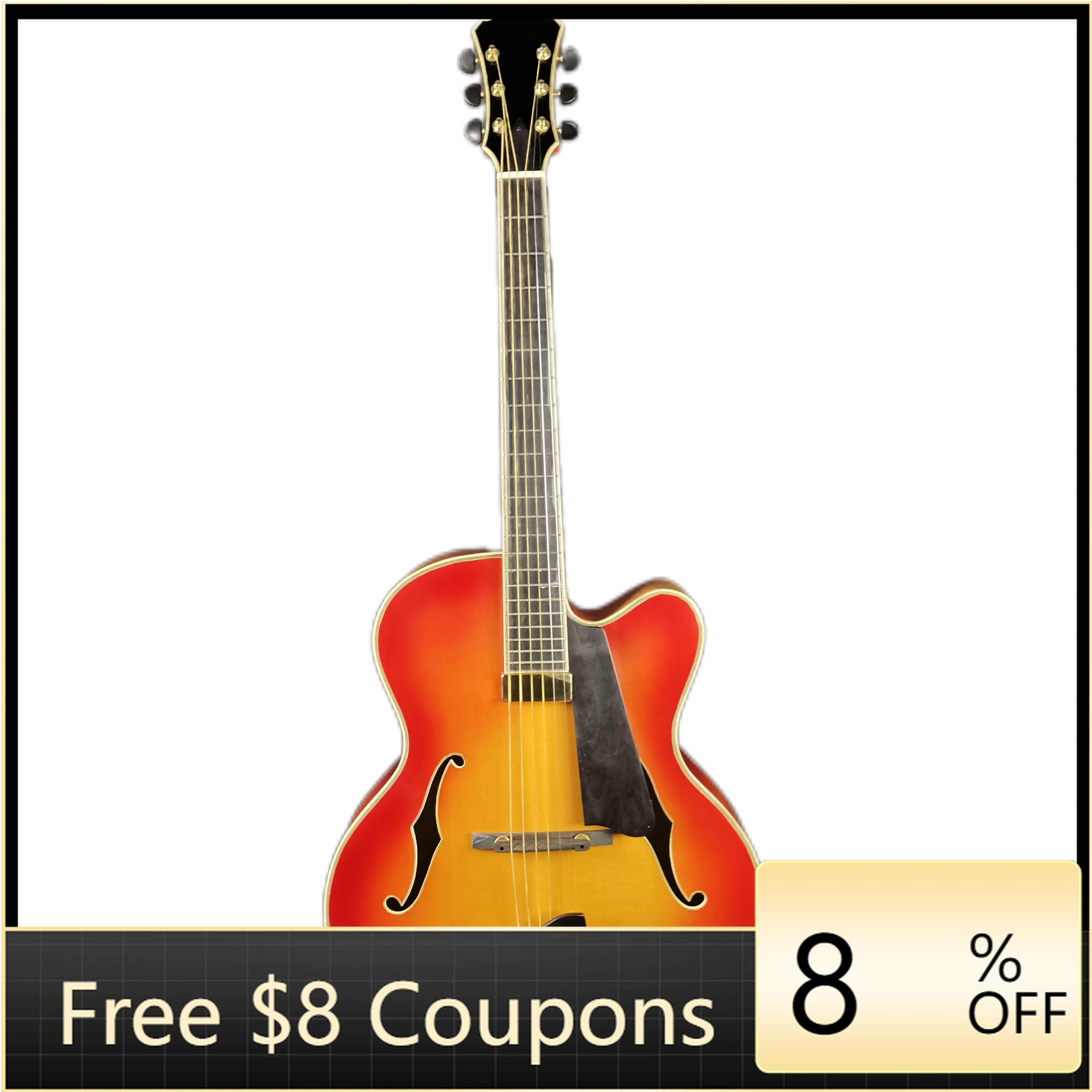 

STLF Yunzhi Handcraft Jazz Flamed Maple Electric Archtop Guitar Sunburst Cutaway with Ebony Fingerboard for Jazz Performance