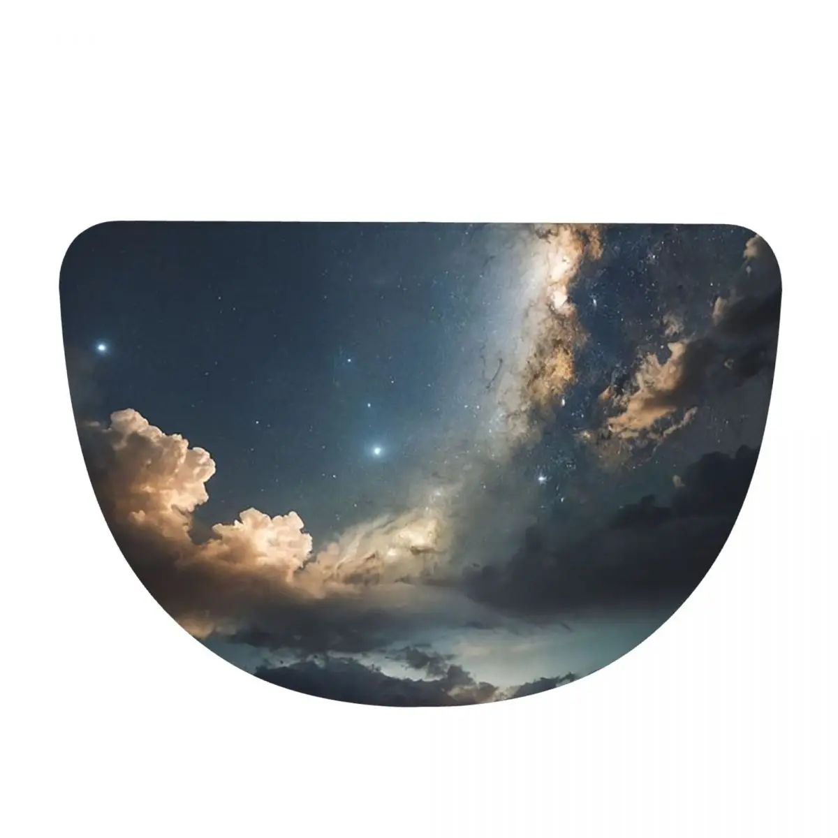 Starlit Sky Milky Way Starry Flannel Half Round Doormat Non Slip Bathroom Mat Absorbent Floor Carpet for Laundry Room Bathroom