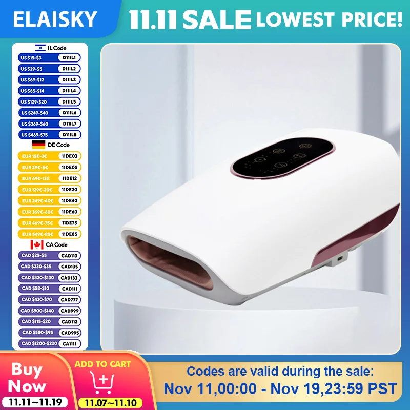 

Cordless Electric Hand Massager with Compression Pushing Intelligent Body Airbag Instrument Temperature Sensing Hand Massagers