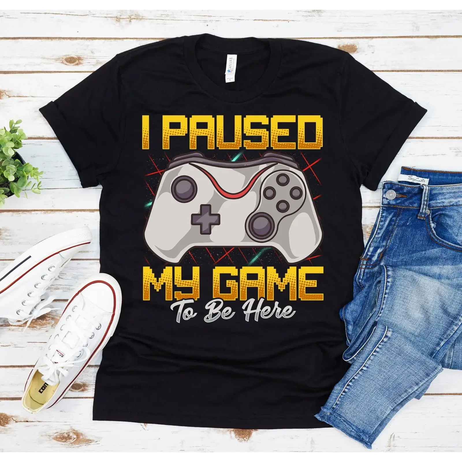 I Paused My Game To Be Here Funny Gamer T Shirt Gaming for Men Boys  vintage Washed Slightly designer clothes graphic