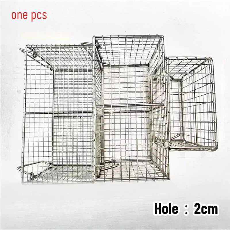 Deep Fry Basket Rectangle for Ultrasonic Cleaning Large Hole Test Tube Disinfection Net Basket 2cm Hole Stainless Steel