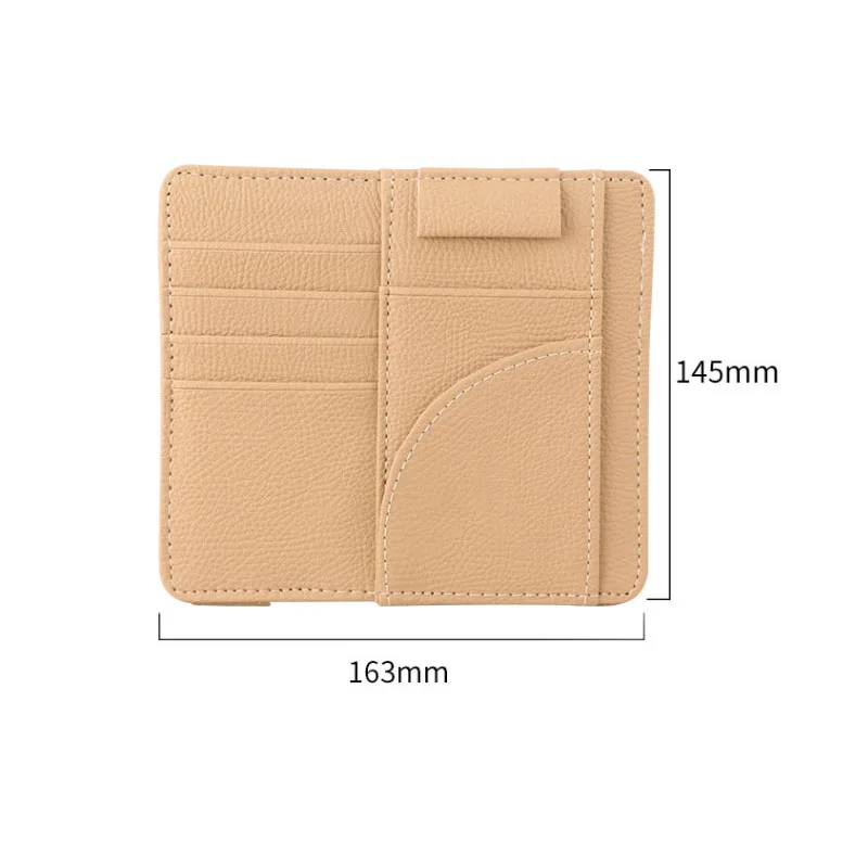 Car Sun Visor Organizer Multi-Pocket Business Card Storage Management Holder Visor Accessories Auto Interior PU Leather