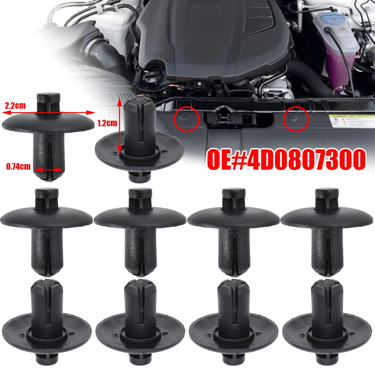 

10x For Audi A2 A4 A5 A8 Q3 Q5 S4 S5 S8 TT Radiator Guard Engine Cover Shroud Grille Bumper Hood Trim Panel Clips Retainer Rivet