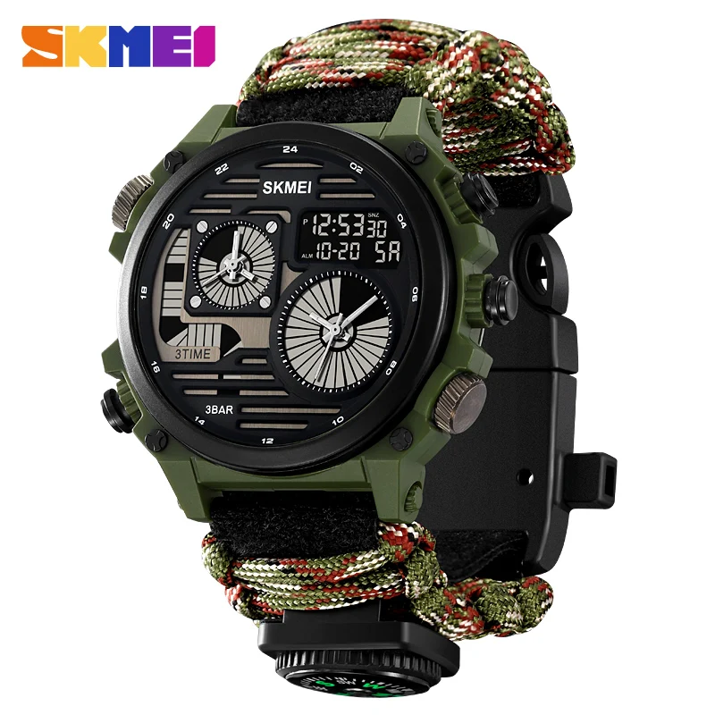 

SKMEI 2202 Outdoor 4 Time Display Big Dial Stopwatch Countdown Digital Sport Watch Mens LED Light Waterproof relógios masculino