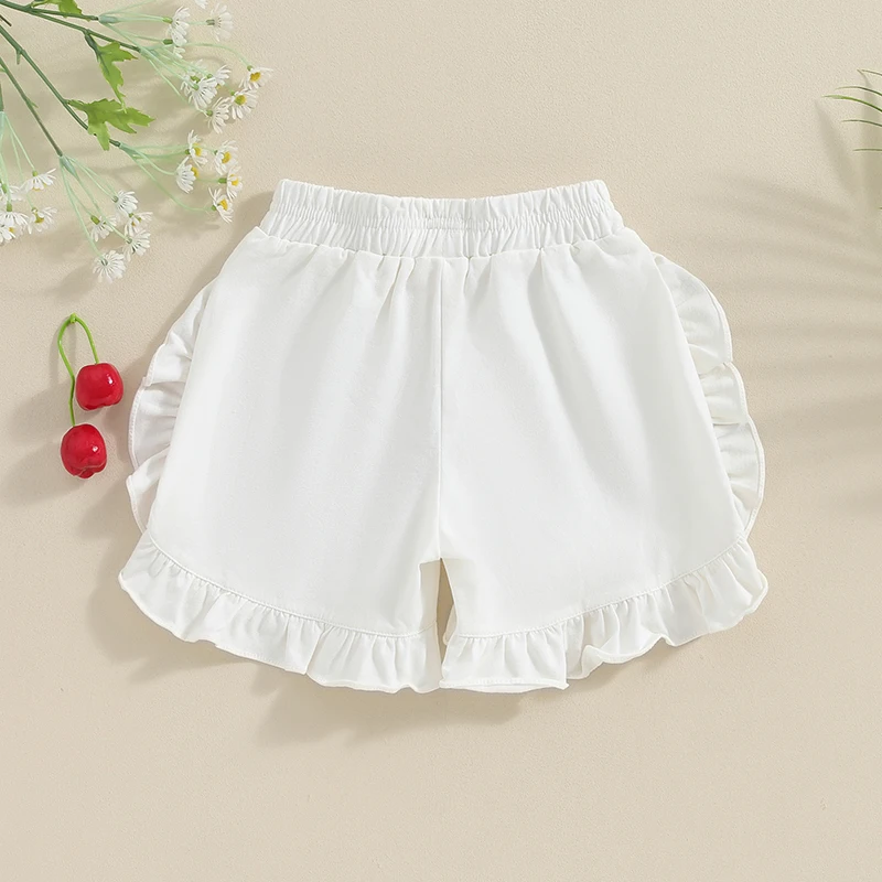 Kids Baby Girl Ruffled Shorts Cute Cherry Embroidery Short Toddler Summer Casual Bloomer Shorts