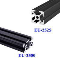 1PC Black 2525 Aluminum Profile 2550 25 Series 25mmx25mm Industrial Anodized Linear Guides Extrusion Frame EU Standard Anodizing