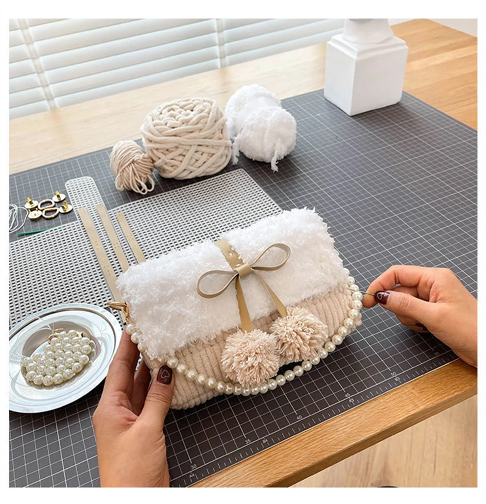 Handwerk Beutel, Der Materialien Kit Weben Tasche Handtasche Nähen Zubehör Handtasche Garn Stricken und Häkeln Projekte Geschenk Mädchen – Detail 1