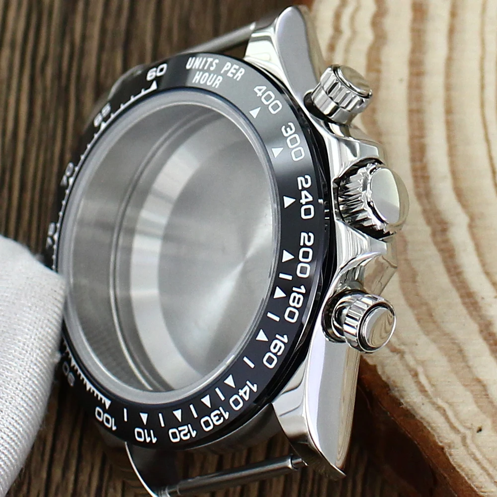 39mm VK63 Watch Case Silver Watch Accessories Stainless Steel Sapphire Crystal Fashion Waterproof For Seiko VK63A For Daytona