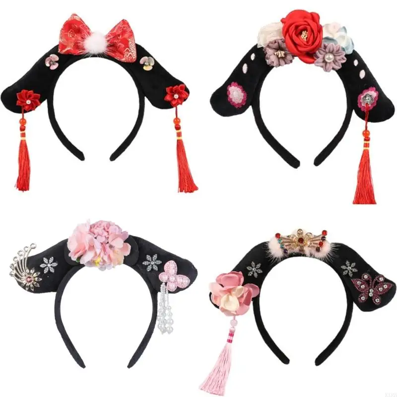 KXRB antiga bandana chinesa hanfu tangzhuang crianças acessórios cabelo