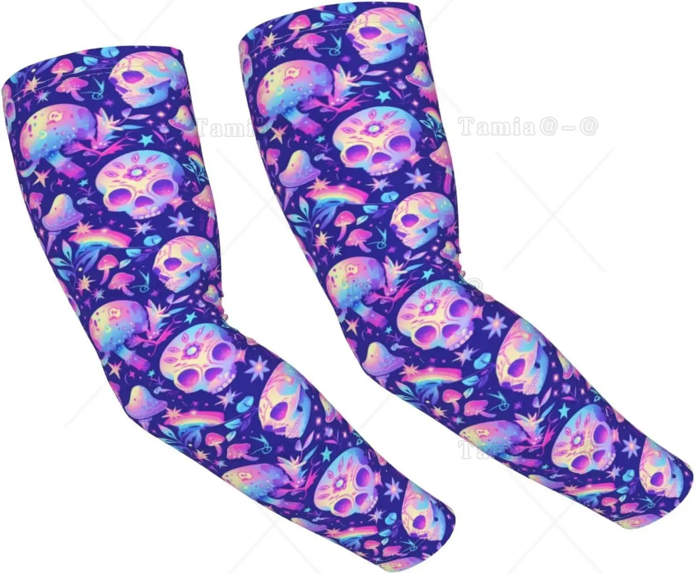 Cooling Arm Sleeves for Men Women Uv Protection Colorful Mushroom Skull Rainbow Tattoo  To Cover Arms for Women Men