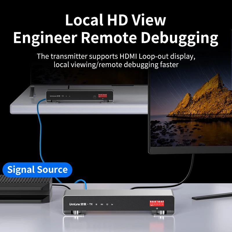 Unnlink 4K HDMI USB KVM موسع عبر IP Ethernet Lan Rj45 200M/656ft 1 جهاز إرسال للعديد من أجهزة الاستقبال لاجتماع المسرح المنزلي #5