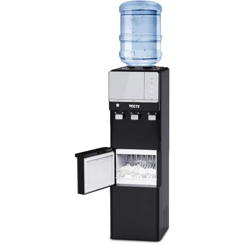 

Диспенсер для горячей и холодной воды VECYS с льдогенератором, ежедневным льдогенератором 27 фунтов, блокировкой безопасности детей и совместимым с объемом 5 галлонов