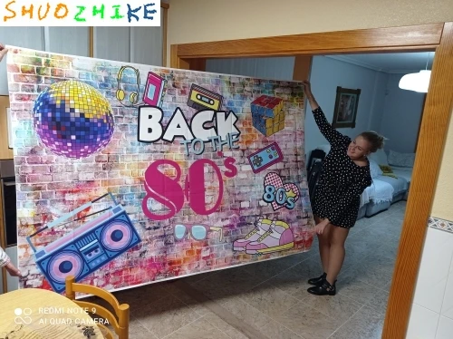 80s 90s latar belakang pesta disko musik perekam panggung pertunjukkan waktu bola fotografi latar belakang fotofer Photocall Prop