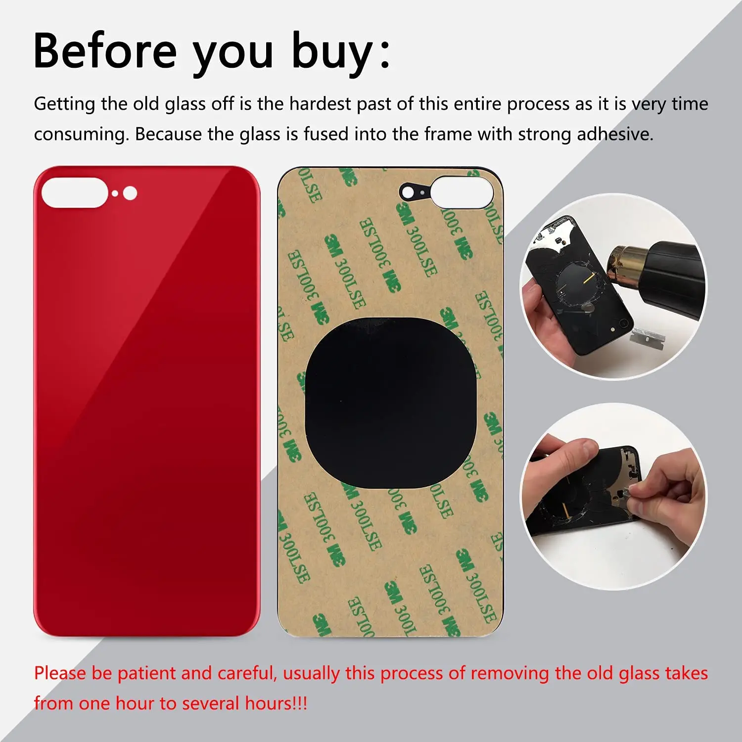 For iPhone 8 Plus Back Glass Panel Battery Cover Big Hole Rear Door Housing Case Replacement Parts With 3M Tape