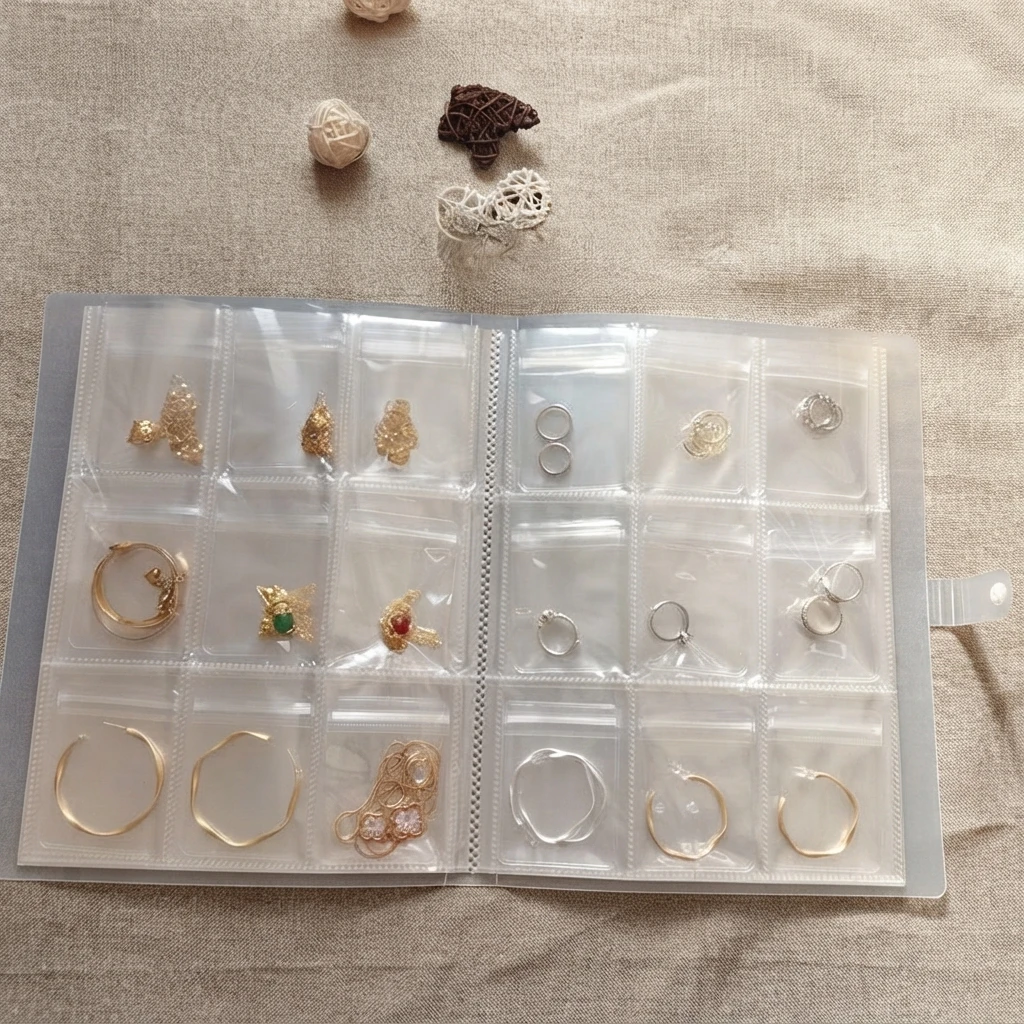 PVC Transparent Storage Bag Sealed Bag Earrings Ring Necklace Jewelry Anti-oxidation Jewelry Dust Bag Storage Book
