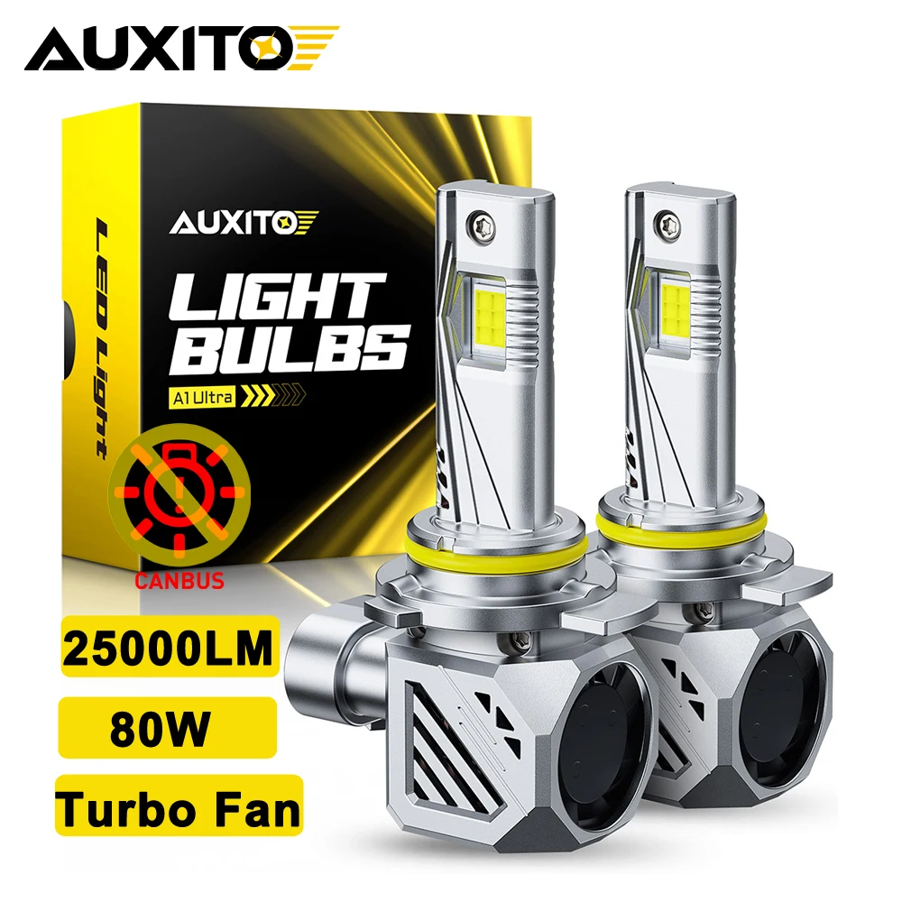 AUXITO 2Pcs Canbus 9012 HIR2 LED Headlight High Low Beam 25000LM 80W For Toyota Yaris Corolla Ford Ranger Turbo 9012 Head Lamp