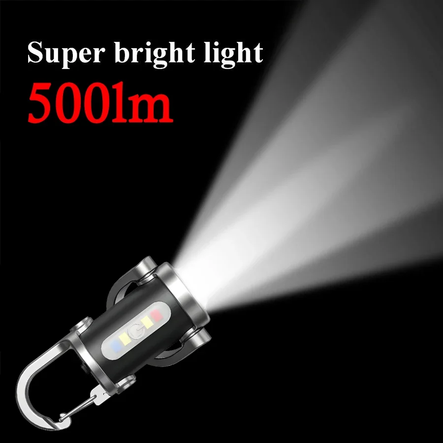 YS087 Rechargeable Keychain Flashlights, 800LM EDC COB Work Light Torch Ultra Bright Mini Portable Lantern for Searching Hiking