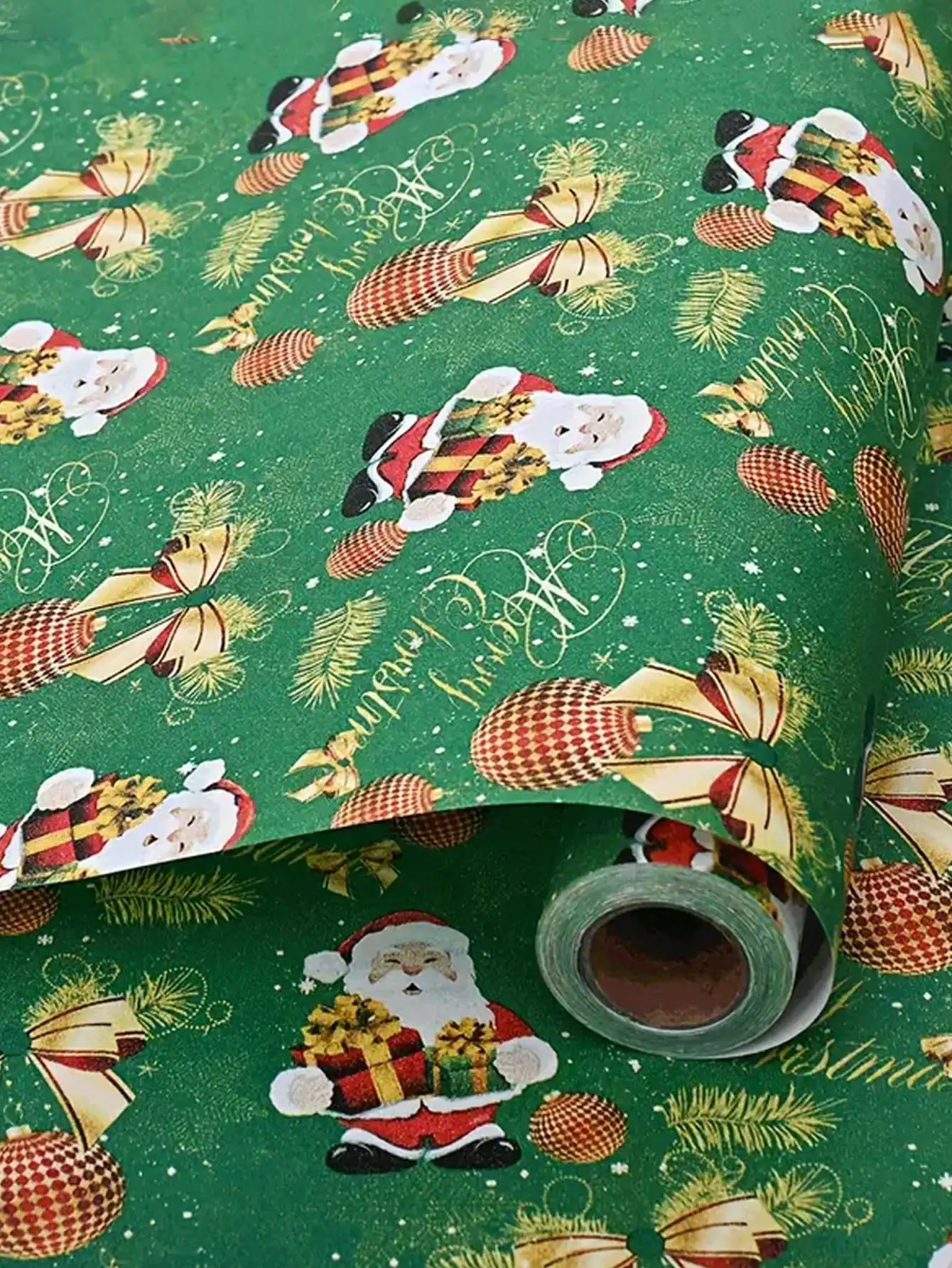 1 szt. Rolka papieru do pakowania prezentów świątecznych Premium, 10 m, czerwono-zielono-niebieska, dekoracja świąteczna