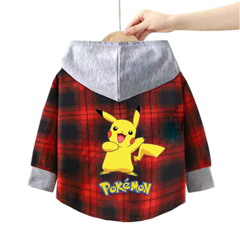 Children Tops Boys cartoon Pokemon ​Pikachu Shirt Baby Casual Shirt Outerwear Clothes Autumn Girls Minnie Blouses 1-12 Years