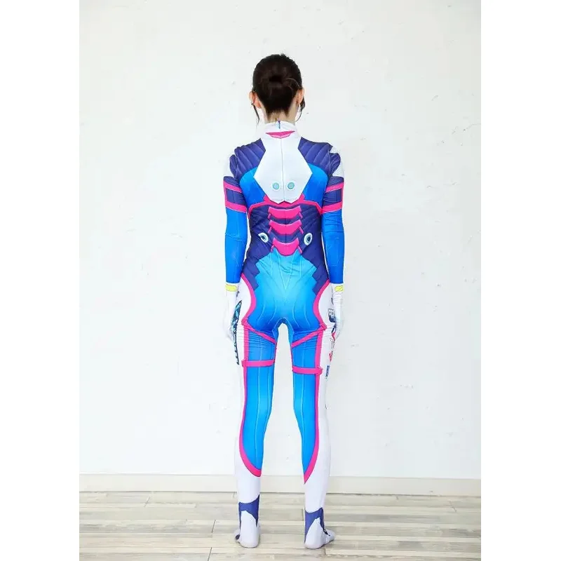أزياء الهالوين لعام 2019 أزياء الهالوين بطباعة ثلاثية الأبعاد للسيدات D VA أزياء للنساء مقاس كبير بدلة كوسبلاي dva Zentai Spandex Dva