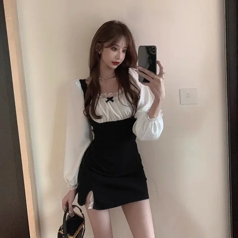 Lolita Cosplay Sexy Women Dress Puff Sleeve Slim Mini Fashion Korean Style Feminine Leisure Sweet Street Up Party