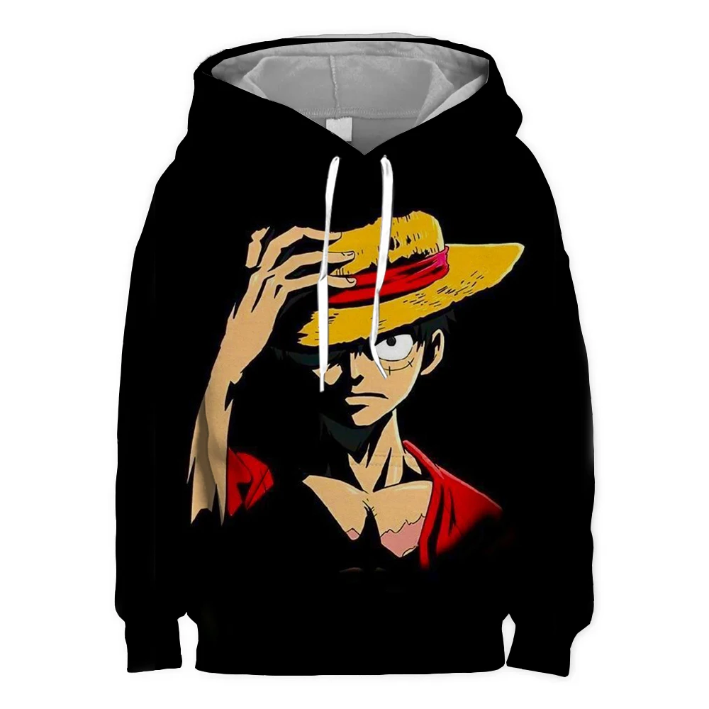 2024 New Anime King Hai Ze Men's Hoodie 3D Printed Luffy Pattern Sweatshirt Fashion Street Daily Casual Children's Hoodie