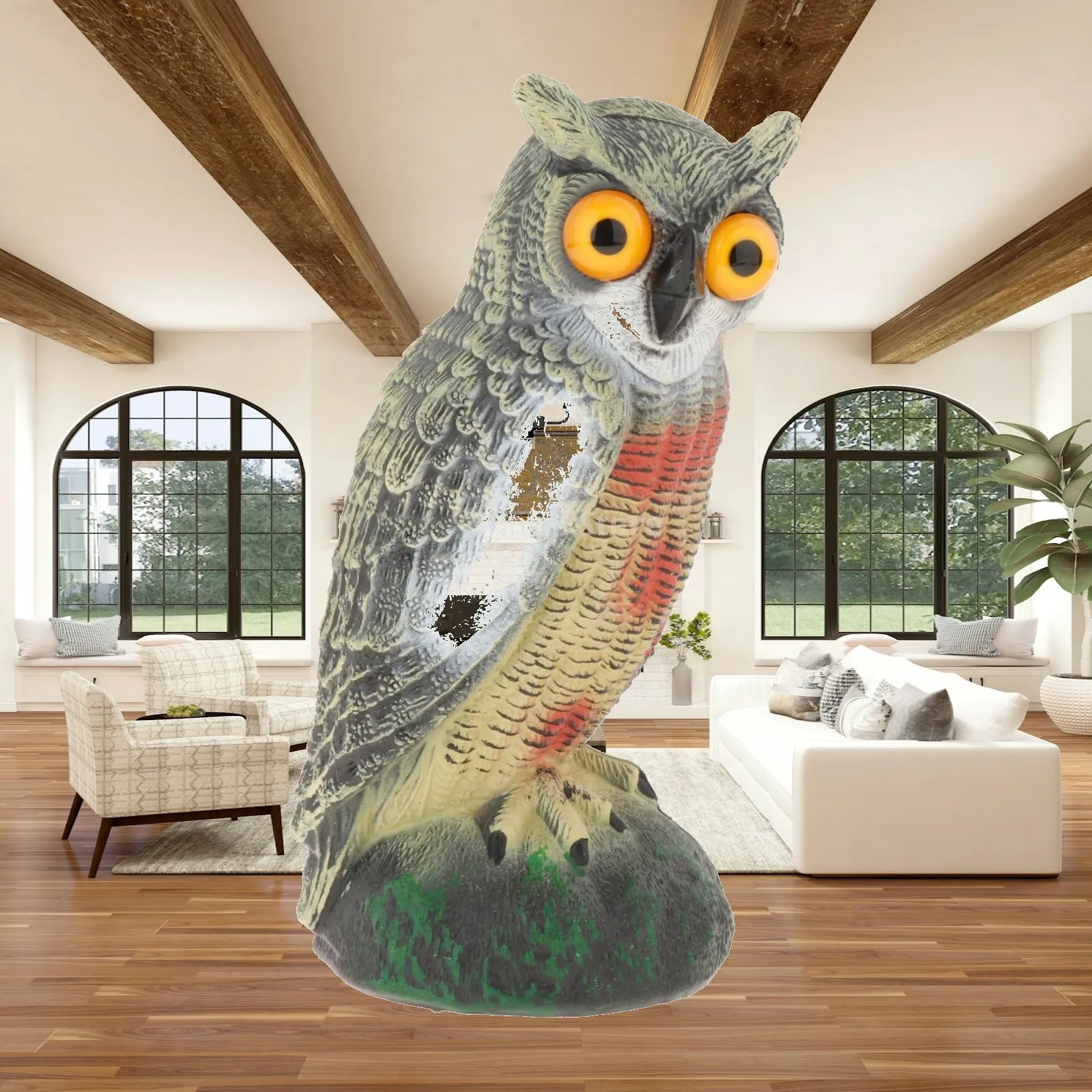 Owl Decoy,Plastic Owls to Away, Owl to Keep ,Garden Owls Squirrels,Owl crows ,Bird Deterrent