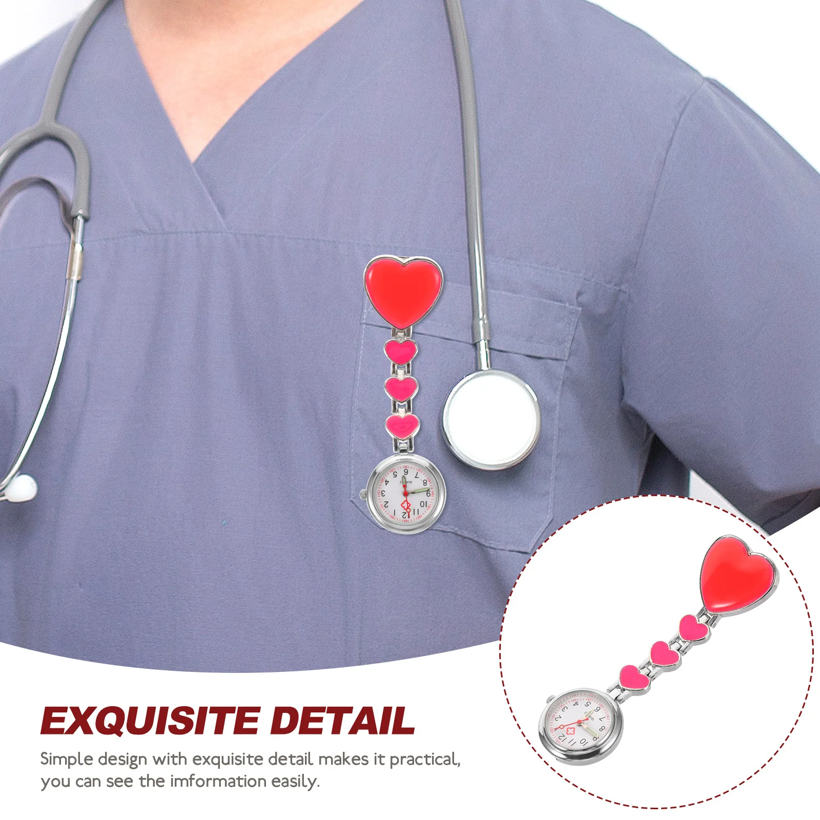 

1pc Chest Rosy Design Hanging For Doctor Nurse Personalized Pocket Watch Decor Creative Hanging Watch Hospital Clinic