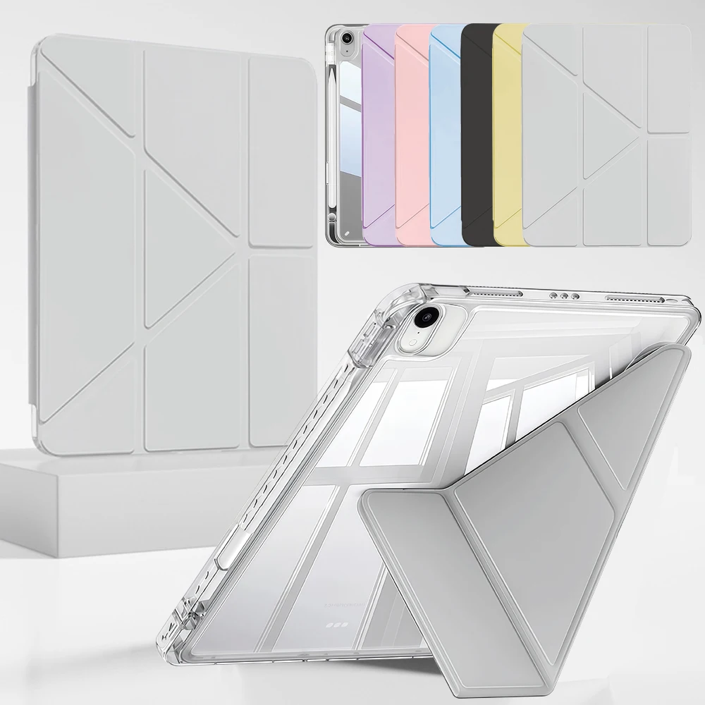 Y shaped Crystal Clear Case for iPad mini 6 2021 mini 7 2024 A17 Pro 8.3 inch A2993 A2995 with Pencil Slot, Auto Sleep and wake