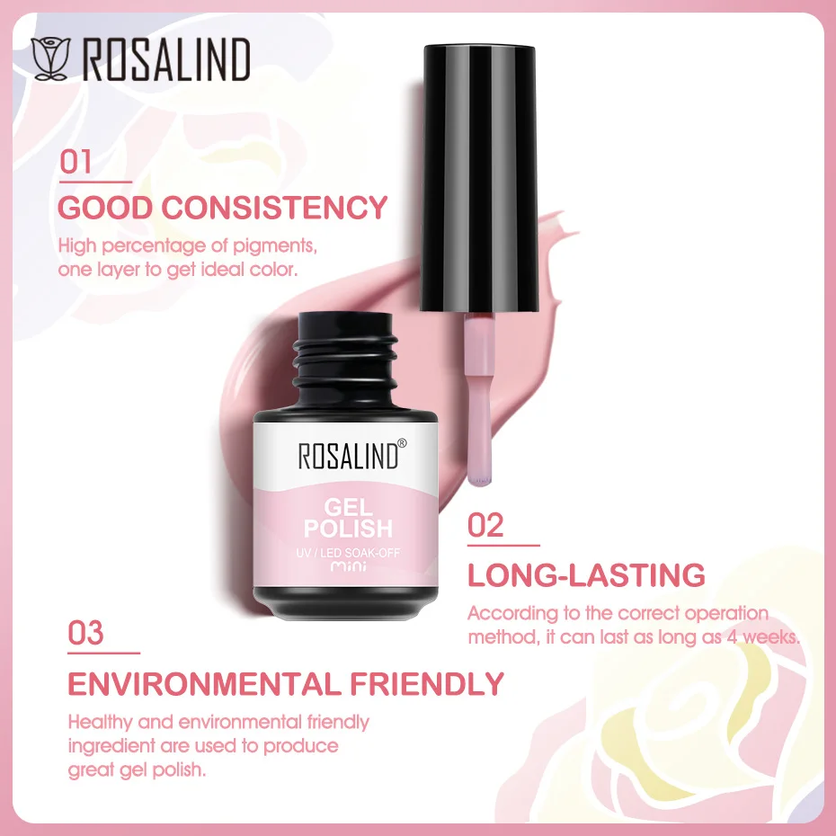 ROSALIND Multiple Colors UV Gel Nail Polish Semi-Permanent Soak off Gel Varnish Base Top Coat for Nail Beauty Nail Art